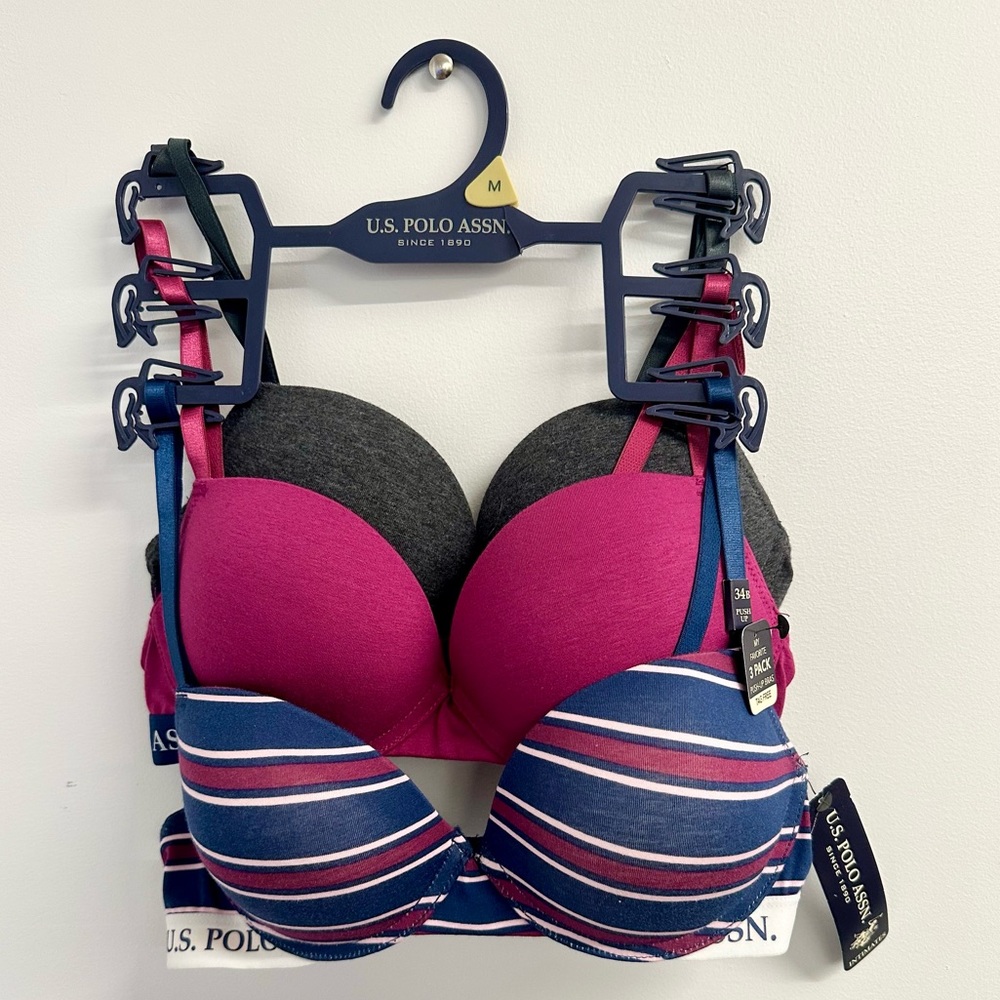 U.S Polo ASSN - 3 Pack Tag Free Push-up Bras